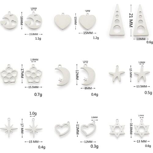 20pcs/lot No Fade Charms 316 Stainless Steel Heart Star Charms Handmade Craft Pendant Jewelry Making DIY For Necklace Wholesale