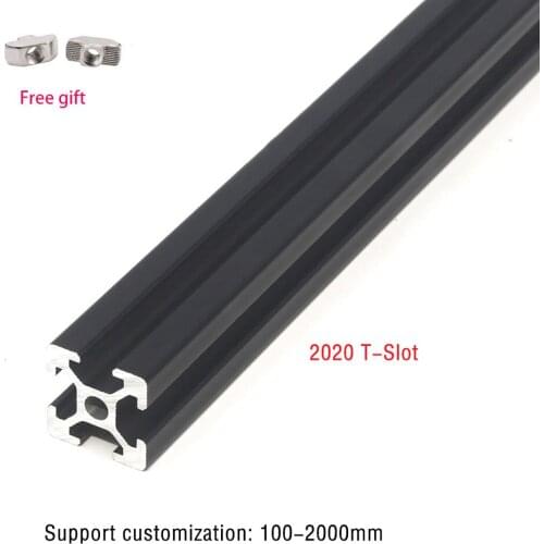 2pcs 2020 T-Slot Aluminum Profile Extrusion Frame European Standard Black Linear Rail for CNC 3D Printer Camera Slider Furniture