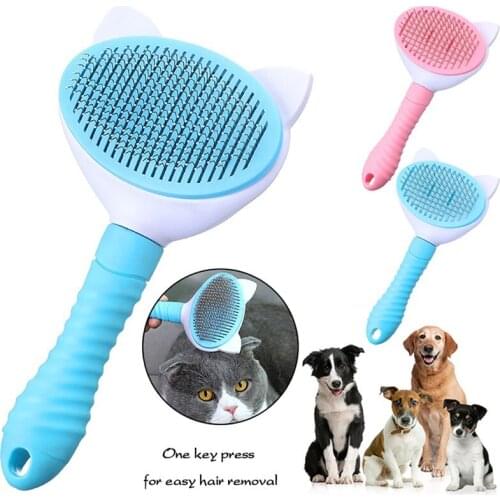 High Quality Pet Comb Self Cleaning Brush Grooming Brush For Dogs And Cats Open Knot Needle Comb Dog Bath Pet Cleaning Supplies