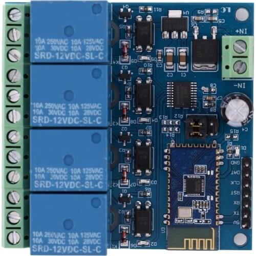 12V 4CH Remote Control Switch Bluetooth Relay Module for Android Mobile Motor LED Light DIY Electronic Kit