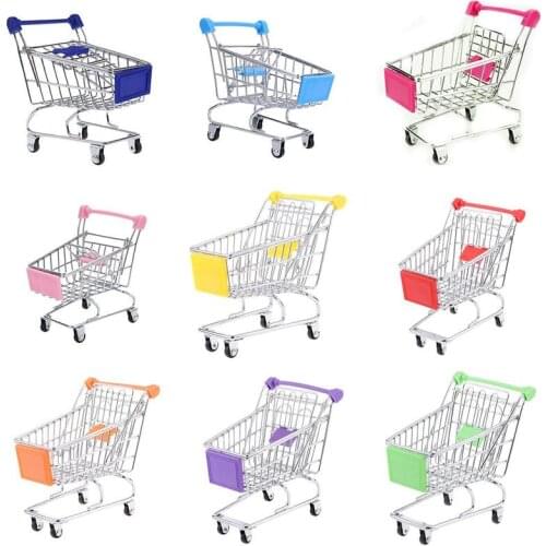 Pretend Play Metal Mini Shopping Cart Supermarket Handcart Storage Trolley Toy Office Decor Wonderful Gift For Children