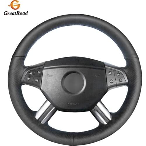 Hand-stitched BlackPU Artificial Leather Car Steering Wheel Cover for Mercedes Benz W164 M-Class ML350 ML500 X164 GL-Class GL4