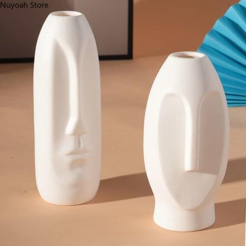 Nordic Black and White Face Vase Dried Flower Flower Arrangement Accessories Creative Countertop Vase Modern Home Decoration