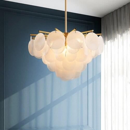 Modern Personality Creative Glass Disc Light Luxury Chandelier Living Room Dining Room Designer Model Room Chandeliers Crystal