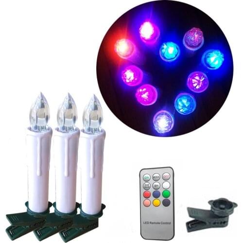 10PCS RGB LED Candles Flameless Remote Led lamp Light for Christmas New Years Home Dinner Party Christmas Tree Decoration