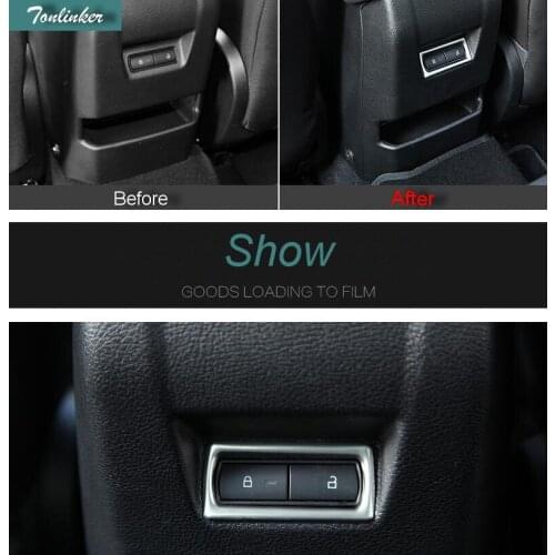 Tonlinker 1 PCS DIY Car style stainless steel the rear seat switch light box cover case stickers for Ford Focus 2015 accessories