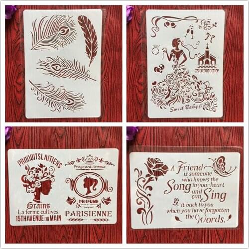 Song sing rose A4 29*21cm DIY Stencils Wall Painting Scrapbook Coloring Embossing Album Decorative Paper Card Template