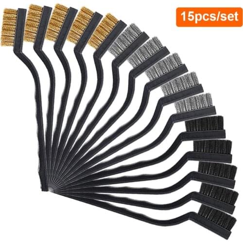 15pcs/set Brass Brush Universal Gun Cleaning Kit Tactical Steel Wire Nylon Brush for Rifle Cleaning Hunting Cleaner Tool Set
