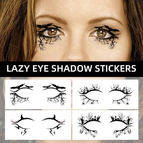 1Pairs Temporary Eye Tattoo Stickers DIY Waterproof Flash Disposable Eyeshadow Eyeliner Face Sticker Halloween Makeup Tool