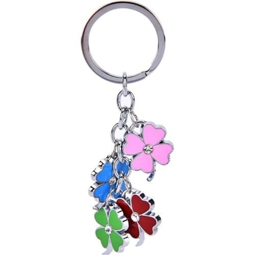 Stainless High Quality Keychain Fashion Creative Beautiful Four Leaf Clover Steel Lucky Key Chain Jewelry