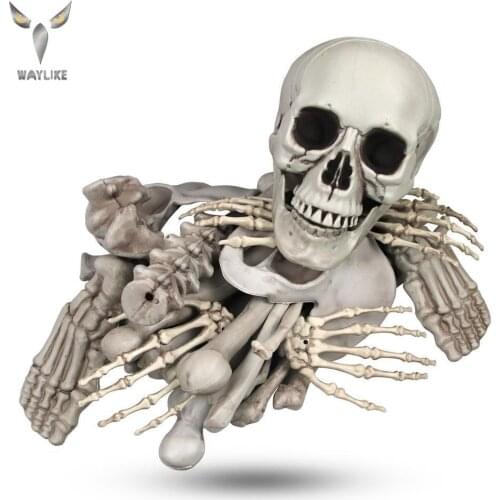WAYLIKE Halloween Bag Of Skeleton Bones ABS Plastic Life Size 28 Pieces Set Haunted Halloween Decorations