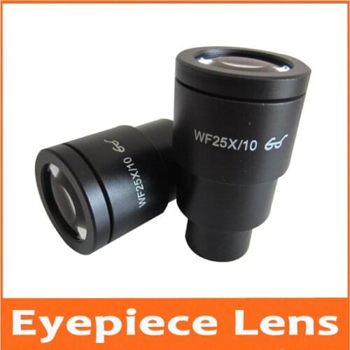 WF25X 10mm High EyePoint Wide Angle Stereo Microscope Eyepiece Lens 30mm with Rubber Eye Caps and Micrometer Reading Scale