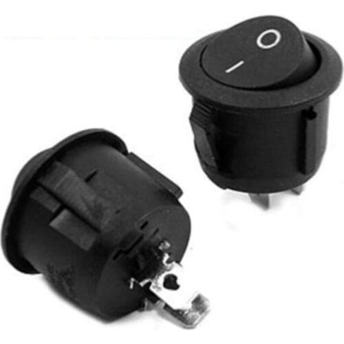 YOCOMYLY 100 Pcs 2 Pins ON/OFF SPST Round Snap in Rocker Switch Black AC 125V 10A