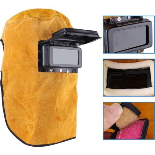 Protect Welding Helmet Yellow Arc Tig Mig Cowhide Welder Mask
