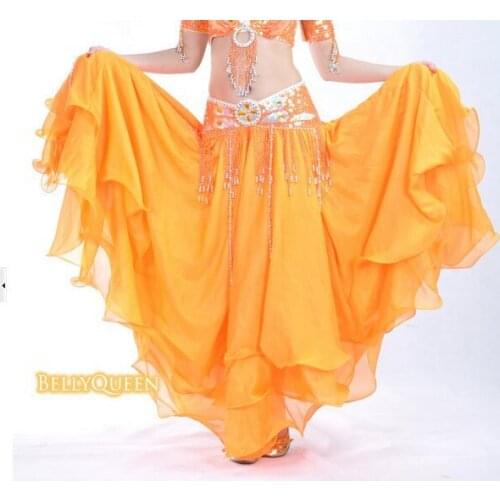 3pcs/lot NEW 100% Belly dance costume Belly dance skirt clothes performance wear set quality set dress chiffon roll-up hem skirt