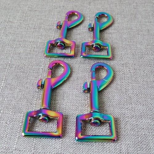 1Pcs Rainbow 20mm Metal Buckle Carabiner Hook DIY Dog Clip Leads Belt Strap Loop Sewing Accessory Swivel Lobster Clasps Hardware