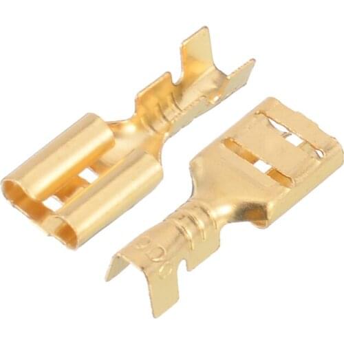 100pcs 4.8mm Brass Crimp Terminal Mayitr Female Spade Connectors with 100pcs Insulating Sleeve 22-16 AWG