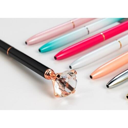 100Pcs Personalized Engraved Metal Ballpoint Pen With Diamond For Birthday Wedding Gift Favor Baby Shower Party Customized Logo