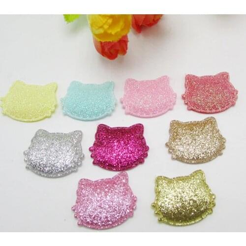 50PCS/lot 3cm shiny cat head padded applique Crafts for garment accessories and Girl Hair Jewelry Decoration