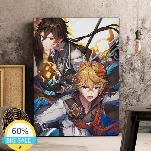 5D Diamond Painting Full Round Mosaic Game Genshin Impact Japanese Anime Embroidery Home Decor Cross Stitch Kits Gift