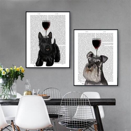 Abstract Painting Cartoon Wall Art Retro Canvas Pictures for Living Room Modern Minimalsit Baby Room Decor Newspaper Dog Poster