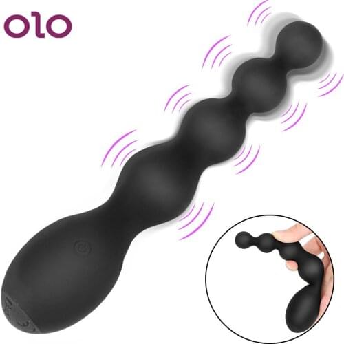 OLO Silicone Anal Plug Bead Prostate Stimulator Erotic Butt Plug 10 Frequency Sex Toys for Women Man Waterproof Anal Training