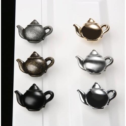 1pc Teapot Antique Furniture Handle Zinc Alloy Drawer Door Knobs Closet Cupboard Kitchen Pull Cabinet Knobs Decoration w/screws