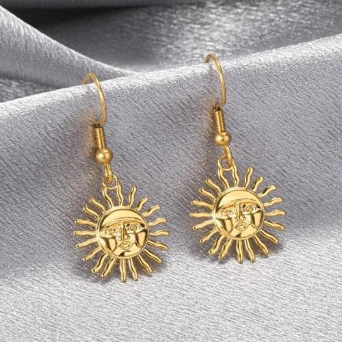 Bohemian Sun Stud Earring Passionate Beach Christmas Earrings Stainless Steel Metal Gothic Accessories Trend Female Jewelry