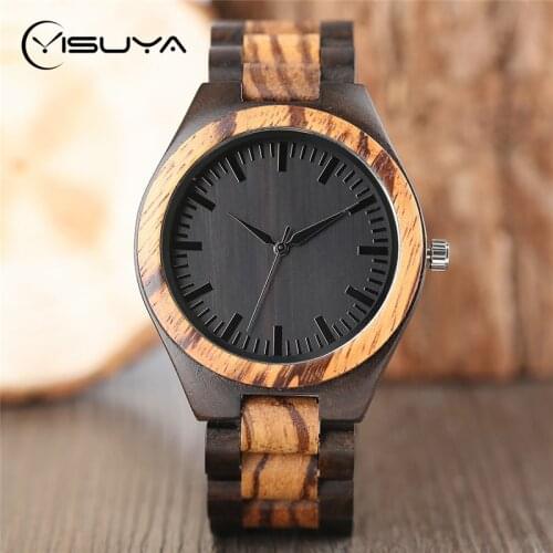 YISUYA Luxury Wooden Watches for Men Vintage Analog Quartz Handmade Walnut Bamboo Wood Band Wristwatch Clock Gifts reloj hombre