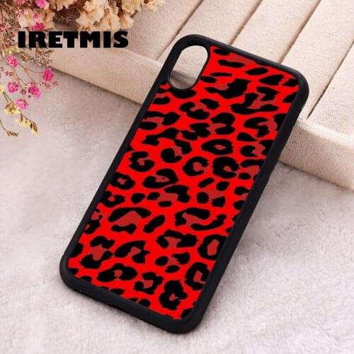 Iretmis 5 5S SE 2020 phone cover cases for iphone 6 6S 7 8 Plus X Xs Max XR 11 12 MINI Pro Soft Silicone TPU Red Leopard