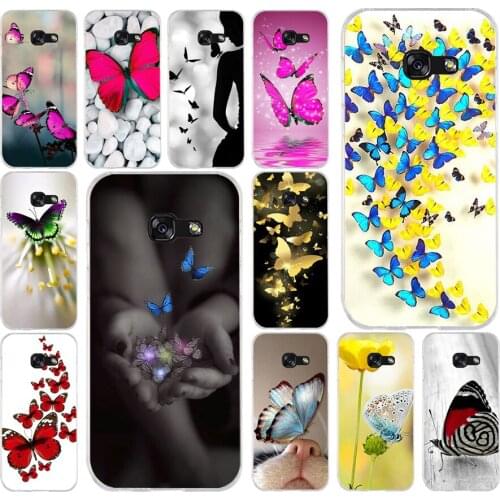 011F Butterfly Stand On The Cat Nose Soft Silicone Tpu Cover phone Case for Samsung a3 2016 a5 2017 a6 plus a7 a8 2018 s6 7 8 9