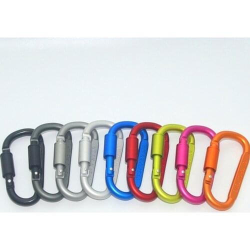 D ring Chain Carabiner Outdoor Quickdraw Snap Key survive Hike Clasp screw Hook Buckle Aluminum Clip Hang lock Camp keychain
