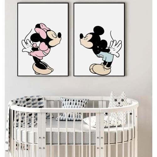 Disney Mickey Minnie Mouse Cartoons Posters and Prints Canvas Painting On the Wall Amine Disney Pictures for Room Home Decor