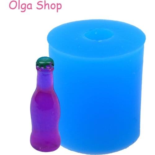 FYL373 29.8mm 3D Drink Bottle Silicone Mold - Chocolate Candy Dollhouse Resin Jewelry Cabochon Polymer Clay Pendant Key Ring