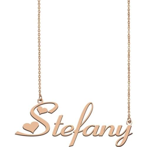 Stefany Name Necklace Custom Personalized Gold Charms for Women Girls Best Friends Birthday Wedding Christmas Mother Days Gift