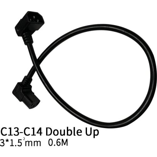 0.6M 3*1.5mm C13-C14 Double Up IEC320 C14 Male to C13 Female Cord Double Down Power Extension Cable Cord Wires For PDU Chassis