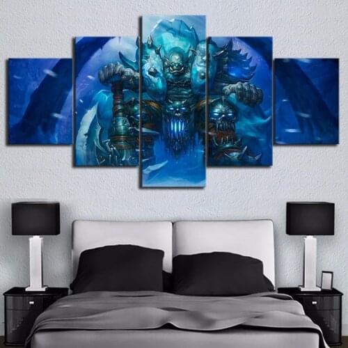 5 Piece World of Warcraft Game Poster Death Knight Hearthstone Wall Picture for Home Decor