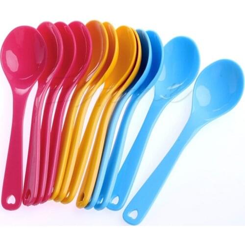 12Pcs Baby Feeding Spoon Safe Plastic Toddler Training Eating Spoon Set Food