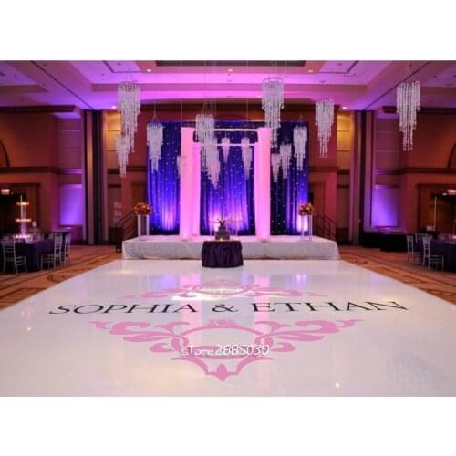 Fashion Wedding Floor Stickers Personalised Bride Groom Name Vinyl Removable Wedding Floor Monogram Modern Decor Decals ZA105C