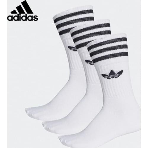 Original Adidas Crew White Sports Socks (3 Pair) Unisex Socks S21489/Black Socks S21490