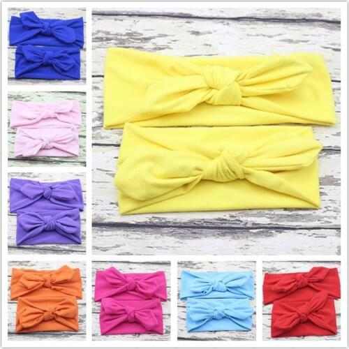 Fashion 2pcs Mom and Baby Headband Silid Bow Women and Baby Turban Matching Mom and Daughter Hair Accessories