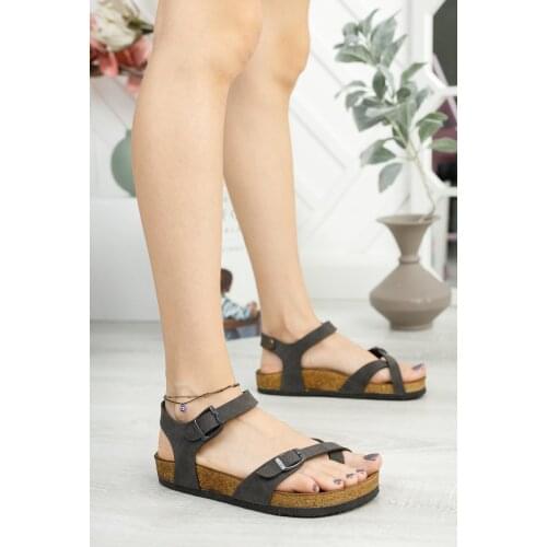 Black Mat Double Buckle Sandals wrist gusset casual