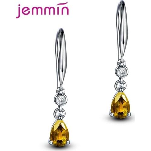 Silver 925 Jewelry Water Drop Shape Stone 925 Sterling Silver Drop Earrings Korean Ear Jewelry Party Dating Gift Wholesale