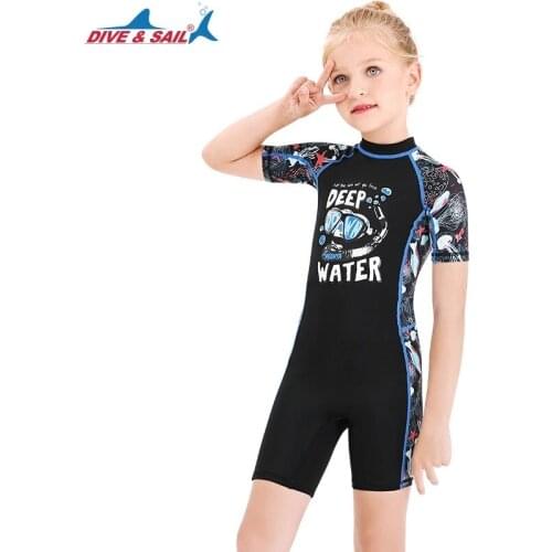 DIVE & SAIL Rash Guards Short sleeve Snorkeling suit Boys girls Skin Diving Suit Childrens Surfing drifting Sun-proof swimwear