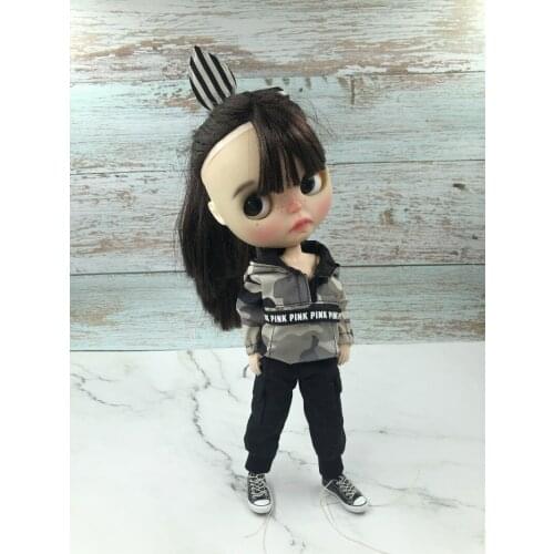 Cool Fashion blyth Doll Clothing Sport Wind Hoodie or Overall Pant for 1/6 Doll Clothes Accessories(fit ob24,azones,blyth 1/6 do