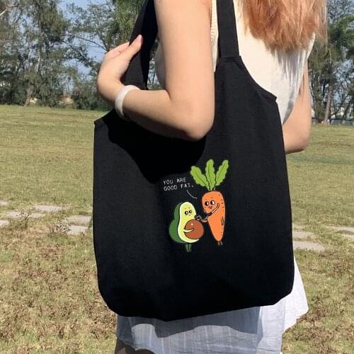 Avocado Tote Bag Cute Women Shoulder Bag Canvas Handbag Simper Casual Ladies Eco Shopping Bags Students Avocado School Bag