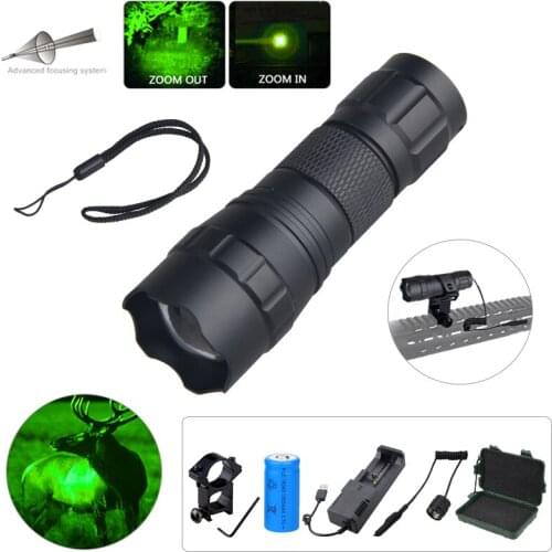 1000LM LED Tactical Zoomable Portable Hunting Flashlight Torch rechargeable flash light Lamp+Mount+Switch+18650+Charger+Case