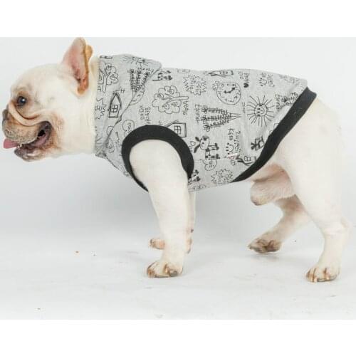 Spring and Summer New Cartoon Hooded Short-sleeved Sweater Casual Cute Dog Vest Jacket Dog Hoodies French Bulldog Clothes