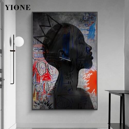 Street Graffiti Art Black Woman Queen Poster Custom Abstract African Figure Canvas Print Painting Wall Picture for Living Room