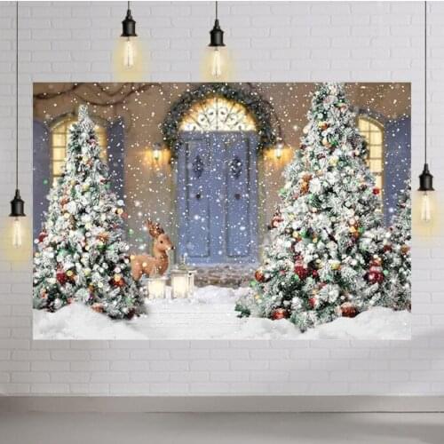 Winter Christmas Backdrop for Photography White Snow Pine Tree Snowflake Background Newborn Children Baby Shower Birthday Party